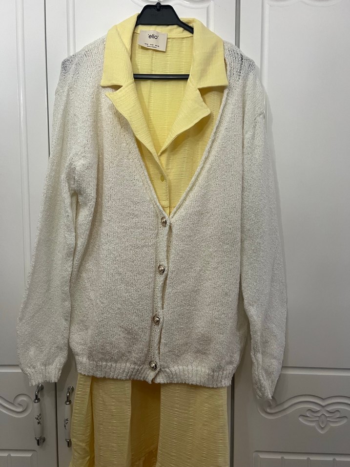 Beyaz Rahat Örgü Kadın Hırka - Görsel 2