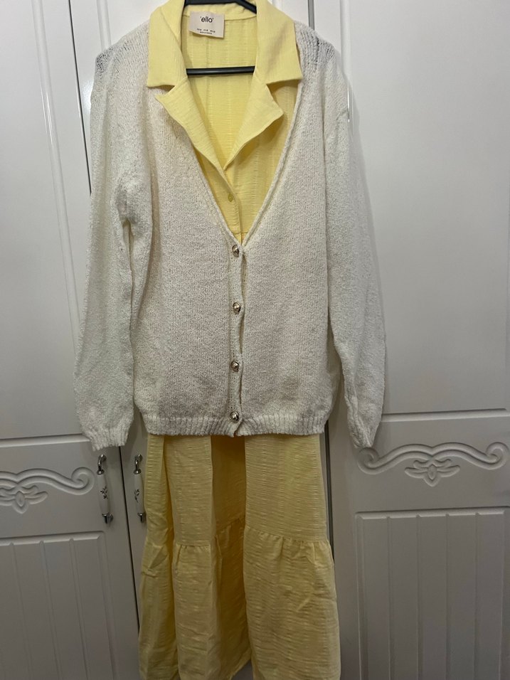 Beyaz Rahat Örgü Kadın Hırka - Görsel 4