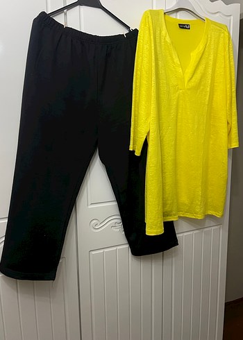 Sarı Tunik ve Siyah Rahat Keten Pantolon - Görsel 6