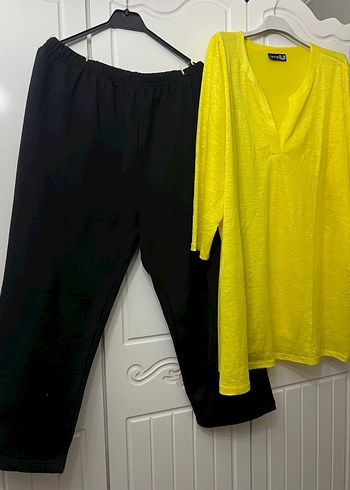 Sarı Tunik ve Siyah Rahat Keten Pantolon - Görsel 8