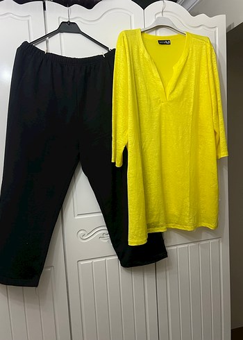 Sarı Tunik ve Siyah Rahat Keten Pantolon - Görsel 10