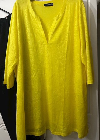 Sarı Tunik ve Siyah Rahat Keten Pantolon - Görsel 2