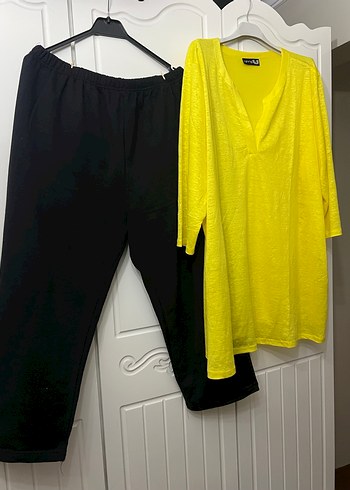 Sarı V Yaka Uzun Kollu Kadın Takım - Görsel 7