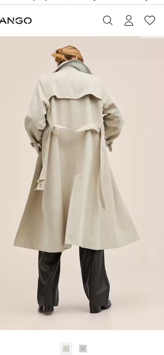 Düğmeli Bej Uzun Kadın Trençkot - Görsel 3