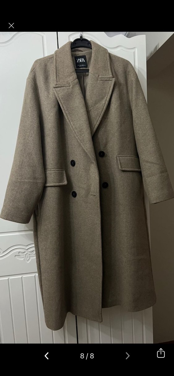 Klasik Bej Uzun Kaban - Görsel 2