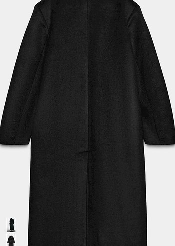 Siyah Çift Düğmeli Oversize Kaban - Görsel 6