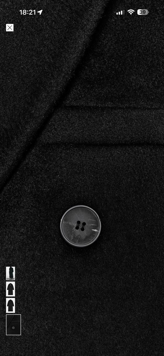 Siyah Çift Düğmeli Oversize Kaban - Görsel 5