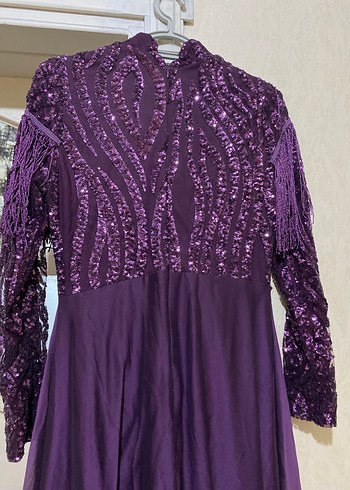 Uzun Mor İşlemeli Bohem Kadın Elbise - Görsel 4