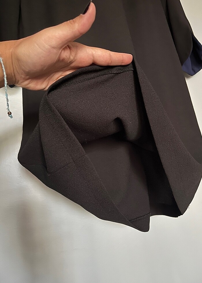 Siyah kumaş düz renk elbise - Görsel 3