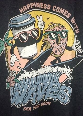 Siyah Baskılı Rock Punk T-shirt - Görsel 6