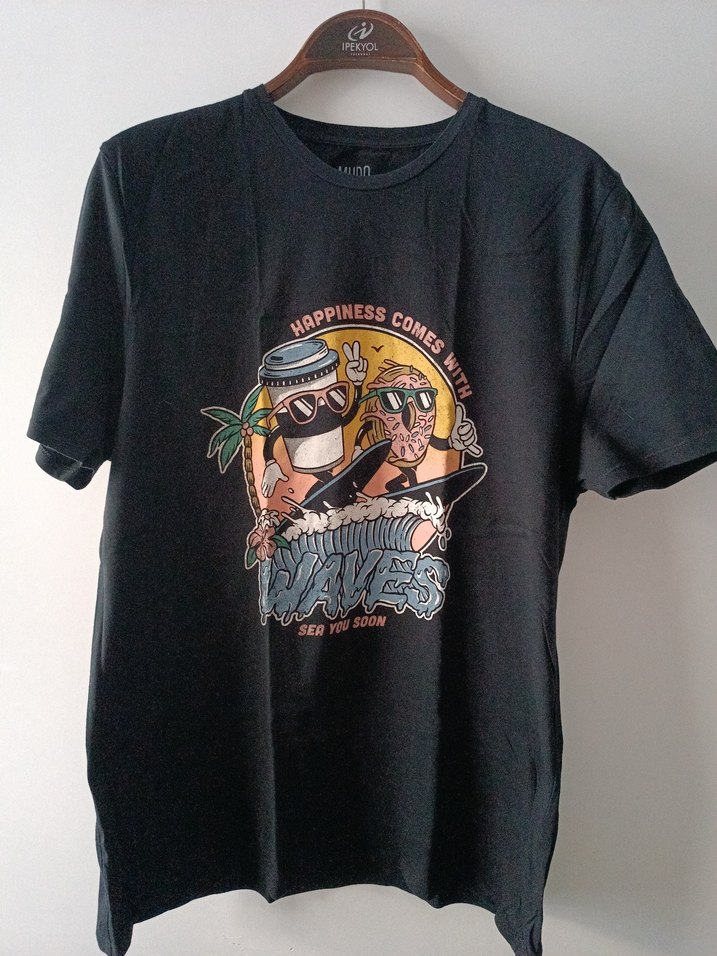 Siyah Baskılı Rock Punk T-shirt - Görsel 3