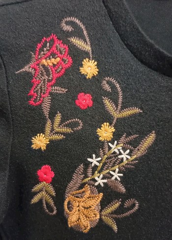 Nakışlı Siyah Uzun Bohem Elbise - Görsel 5