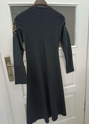 Nakışlı Siyah Uzun Bohem Elbise - Görsel 4