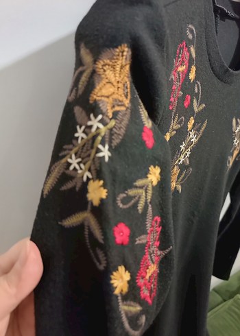 Nakışlı Siyah Uzun Bohem Elbise - Görsel 6