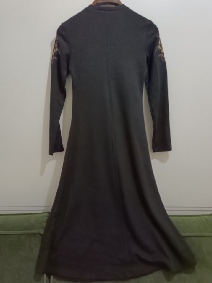 Nakışlı Siyah Uzun Bohem Elbise - Görsel 2