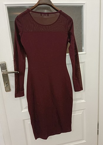 Bordo Midi Kadın Elbise - Görsel 6