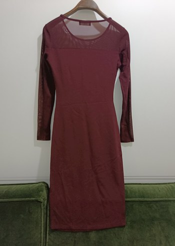 Bordo Midi Kadın Elbise - Görsel 2