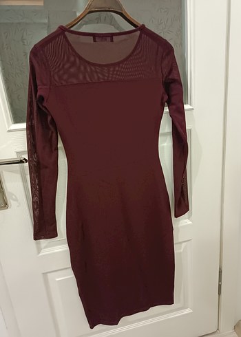 Bordo Midi Kadın Elbise - Görsel 7