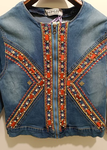 Denim Taşlı Ceket - Görsel 9