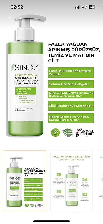 Sinoz yüz temizleme jeli