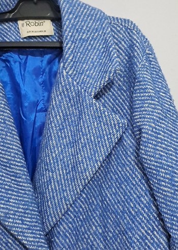 Mavi Düğmeli Midi Kadın Kaban - Görsel 2