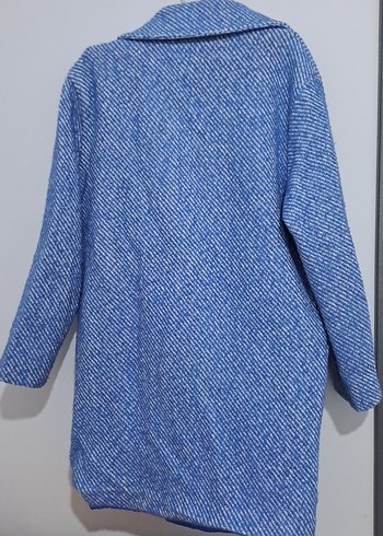 Mavi Düğmeli Midi Kadın Kaban - Görsel 4