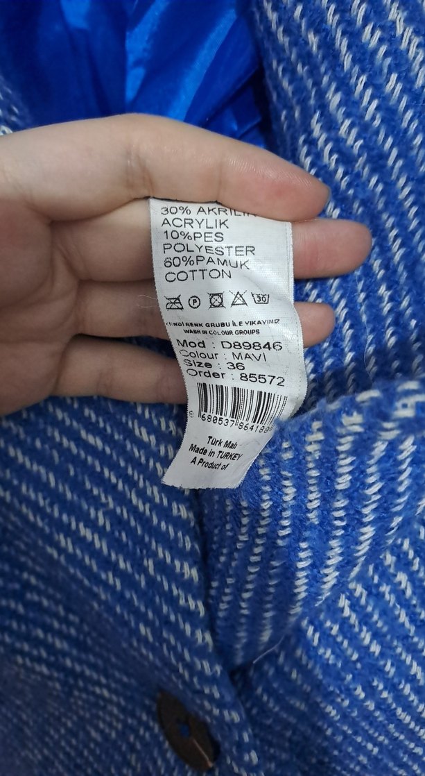 Mavi Düğmeli Midi Kadın Kaban - Görsel 5