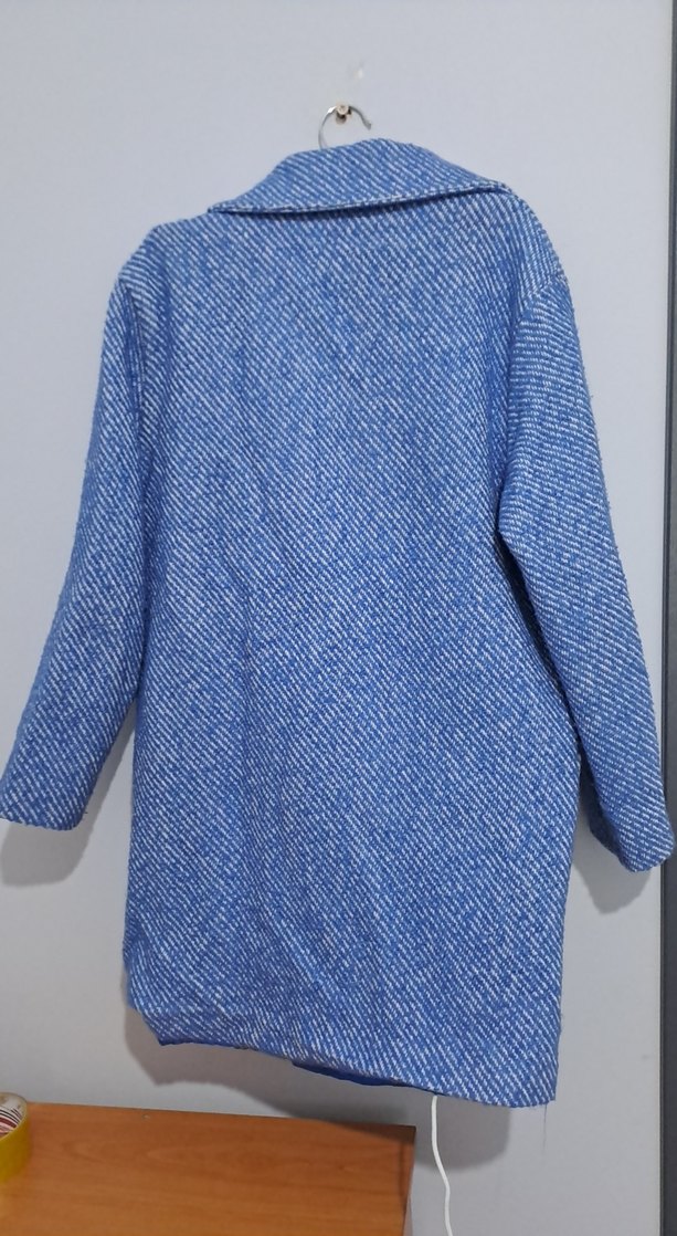 Mavi Düğmeli Midi Kadın Kaban - Görsel 4