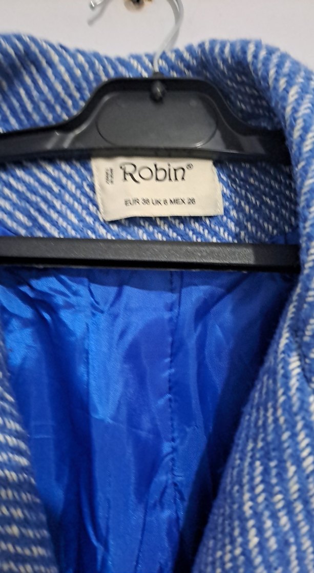 Mavi Düğmeli Midi Kadın Kaban - Görsel 3