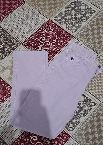 Mor Nakışlı Dantel Detaylı Kadın Pantolon - Görsel 4