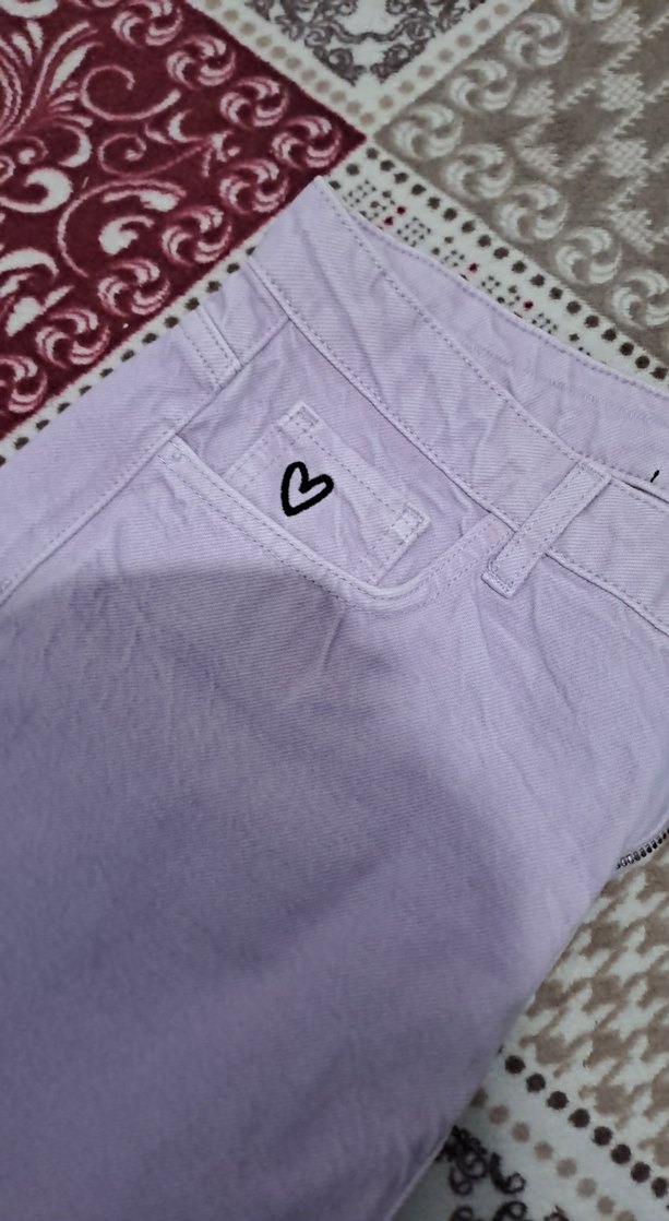 Mor Nakışlı Dantel Detaylı Kadın Pantolon - Görsel 5