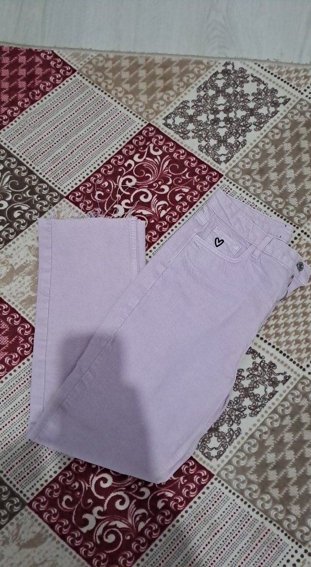 Mor Nakışlı Dantel Detaylı Kadın Pantolon - Görsel 4