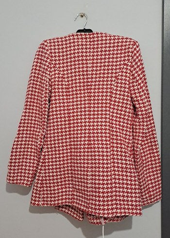 Düğmeli Kırmızı Mini Kadın Blazer - Görsel 3