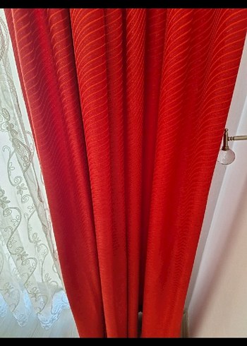 Klasik Nakışlı Parlak Kırmızı Perde - Görsel 7