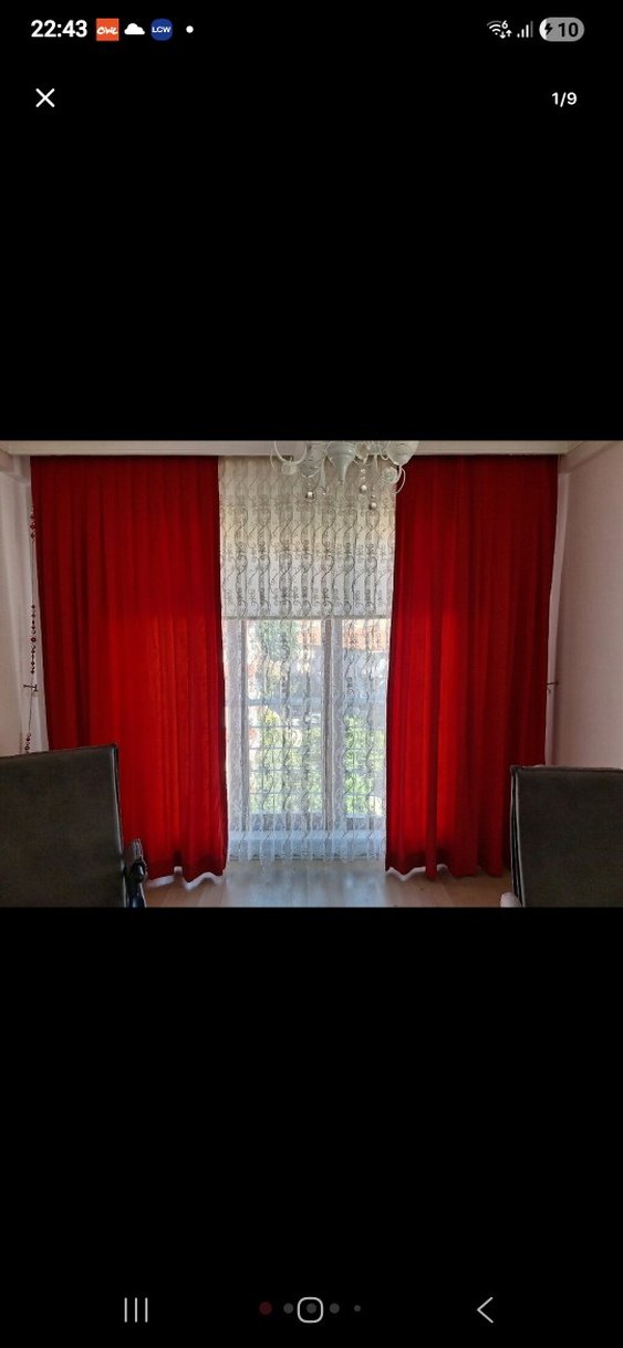 Klasik Nakışlı Parlak Kırmızı Perde - Görsel 2