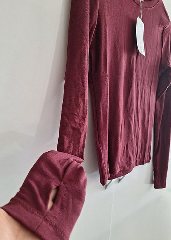 Bordo Kadın parmak gecirme detaylı body - Görsel 3