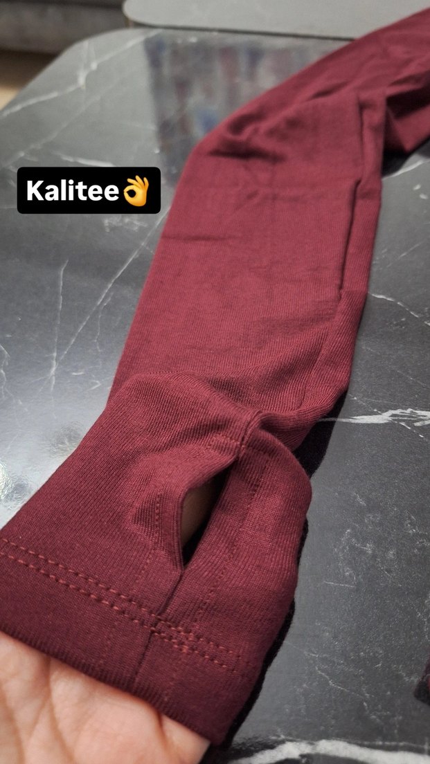 Bordo Kadın parmak gecirme detaylı body - Görsel 2