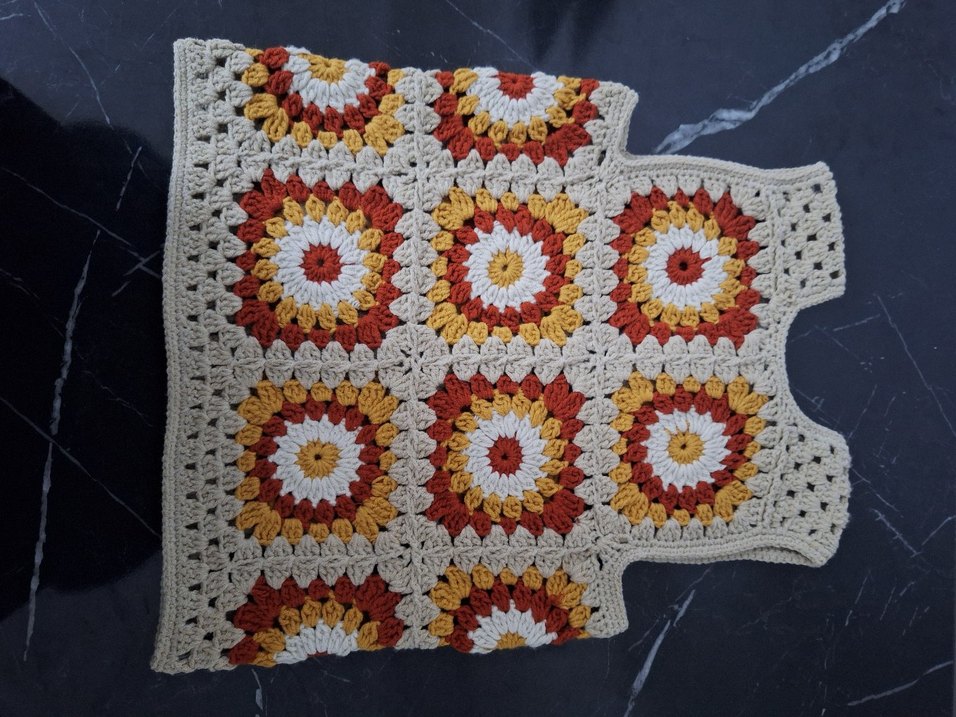 Bohem Çok Renkli Örgü Kolsuz Yelek - Görsel 3