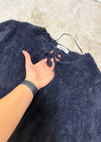 Gri Kadın Triko Uzun Kollu Salaş Kazak - Görsel 2