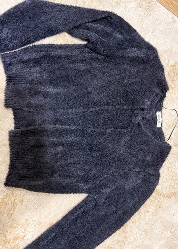 Gri Kadın Triko Uzun Kollu Salaş Kazak - Görsel 3