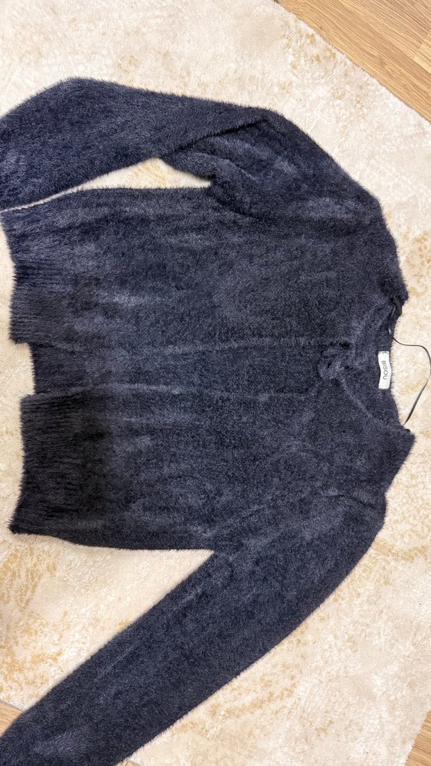 Gri Kadın Triko Uzun Kollu Salaş Kazak - Görsel 3