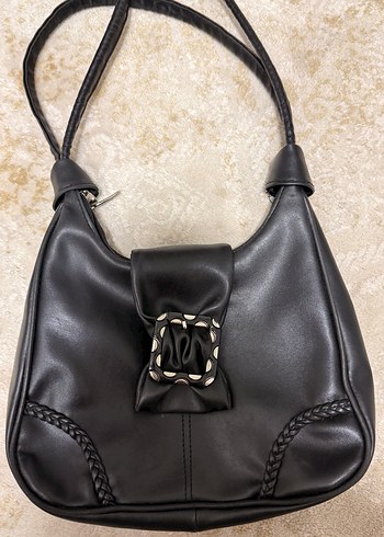 Parlak Siyah Deri Kadın Çantası - Görsel 2