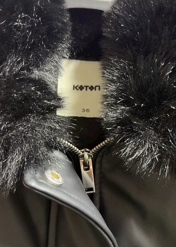 Siyah Deri Kadın Kışlık Kürklü Ceket - Görsel 2