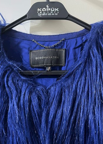 Mavi Kürk Detaylı Kadın Yün Yelek - Görsel 4