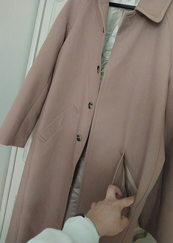 Bej Midi Kadın Kaban Düğmeli - Görsel 6