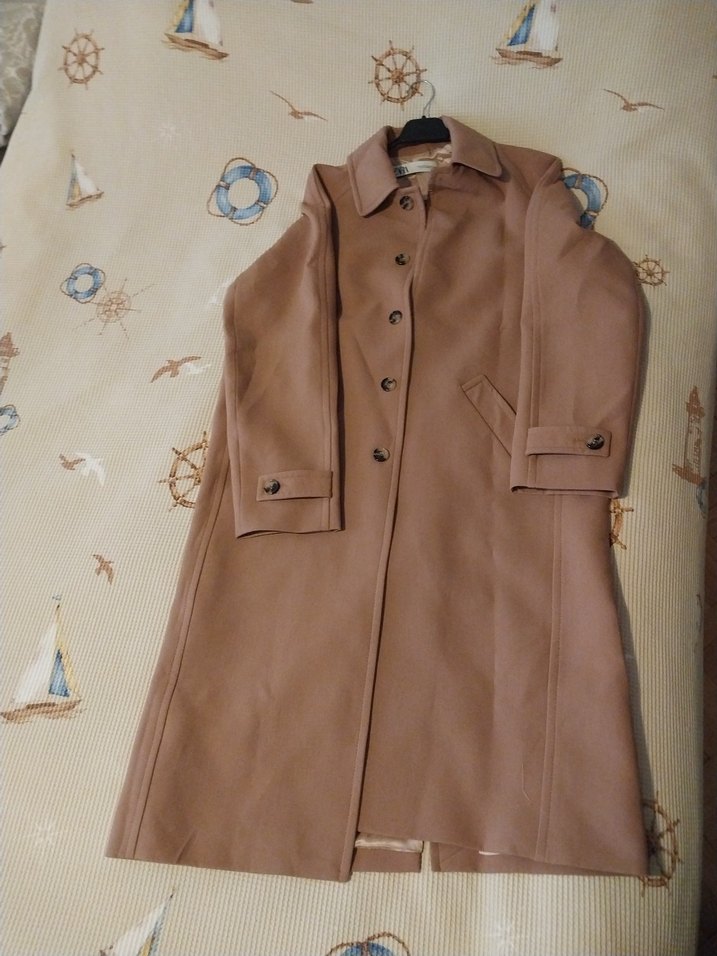 Bej Midi Kadın Kaban Düğmeli - Görsel 3