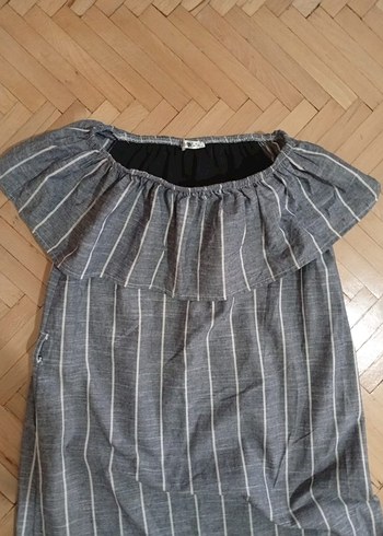 omuzu düşük midi elbise - Görsel 7