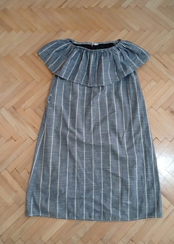 omuzu düşük midi elbise - Görsel 8