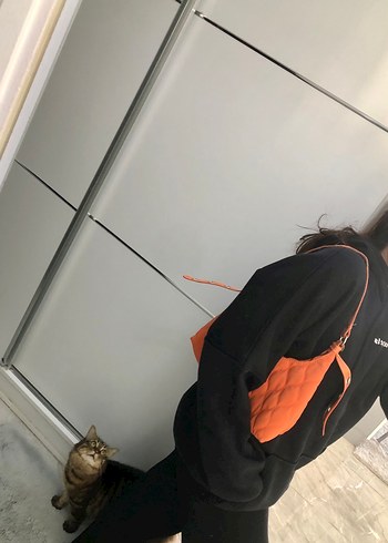 Turuncu Minimalist Deri Kadın Çanta - Görsel 3