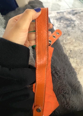 Turuncu Minimalist Deri Kadın Çanta - Görsel 2